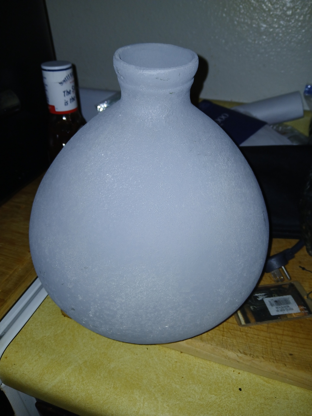 Round Matte Ceramic Vase in Light Gray